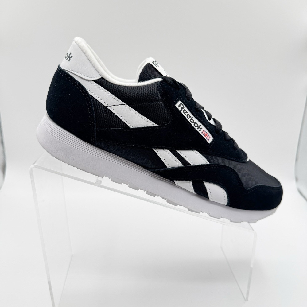 Reebok Classic Nylon Mens Shoes Black White Sneakers 8.5 195748439042